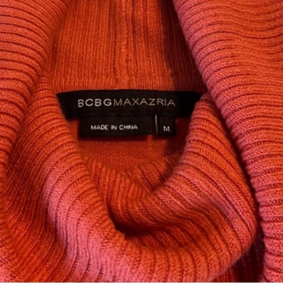 BCBGMAXAZRIA Orange Turtleneck Wide Sleeve Pullover Slouchy Sweater - Picture 2 of 12